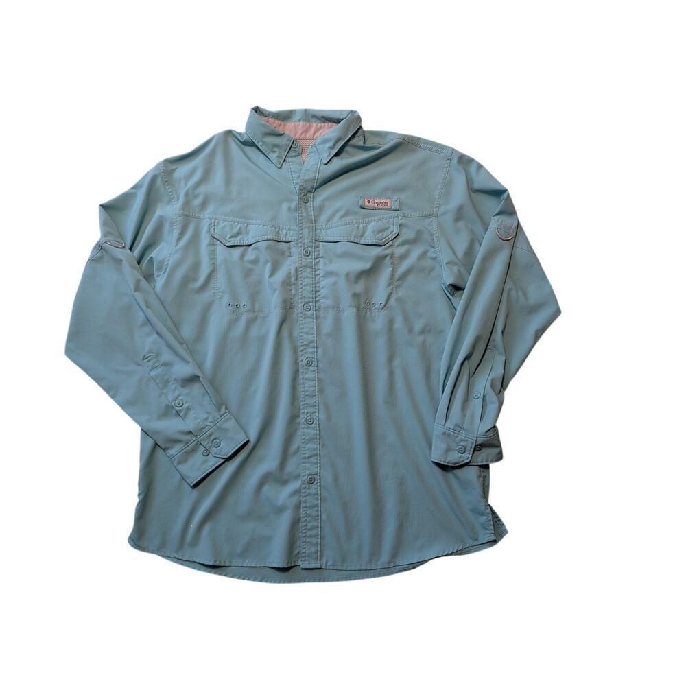 Columbia PFG men's Omnishade sleeve, button down shirt, size L/XL, Teal,